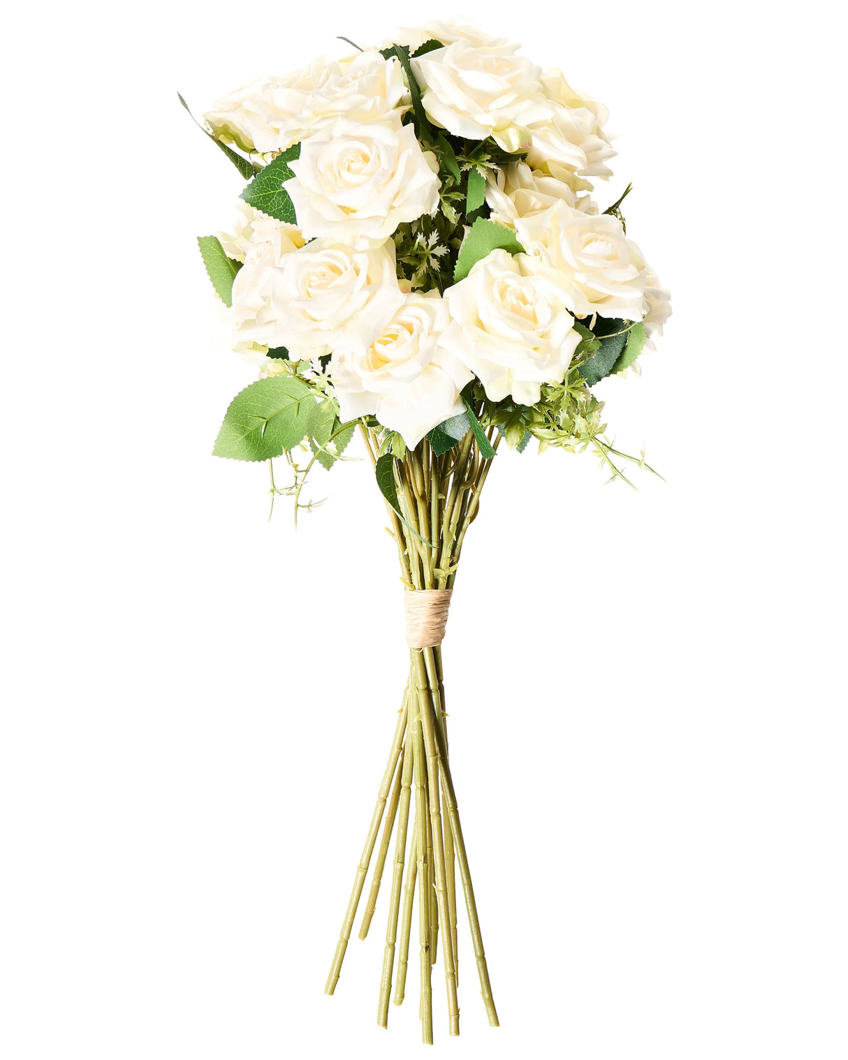 Artificial Flower Bouquet White Roses Decorative Faux Arrangement 55 cm Handmade Table Decoration Living Room Dining Room Beliani