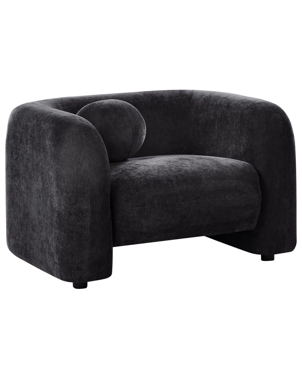 Armchair Black Fabric Upholstery Soft Nubby with Extra Throw Cushion Retro Glam Art Decor Living Room Beliani