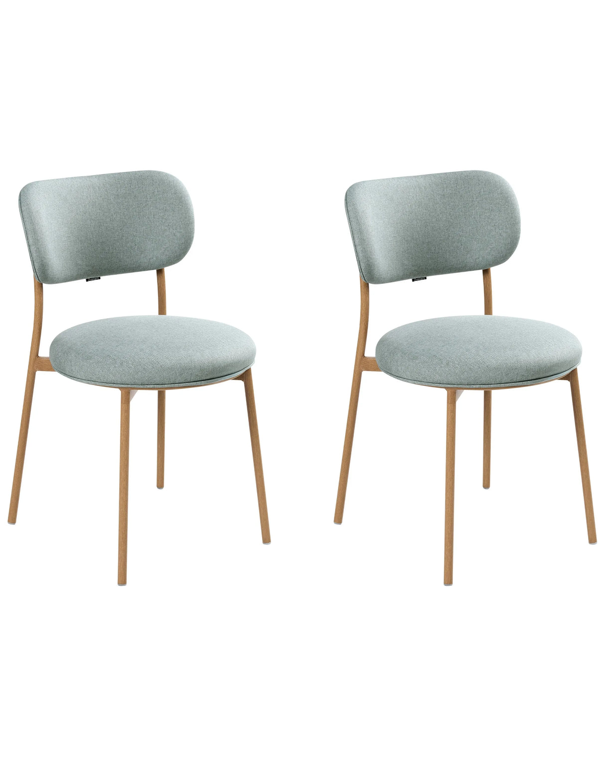 Set of 2 Dining Chairs Mint Green Polyester Seats Armless Metal Legs for Dining Room Kitchen Beliani