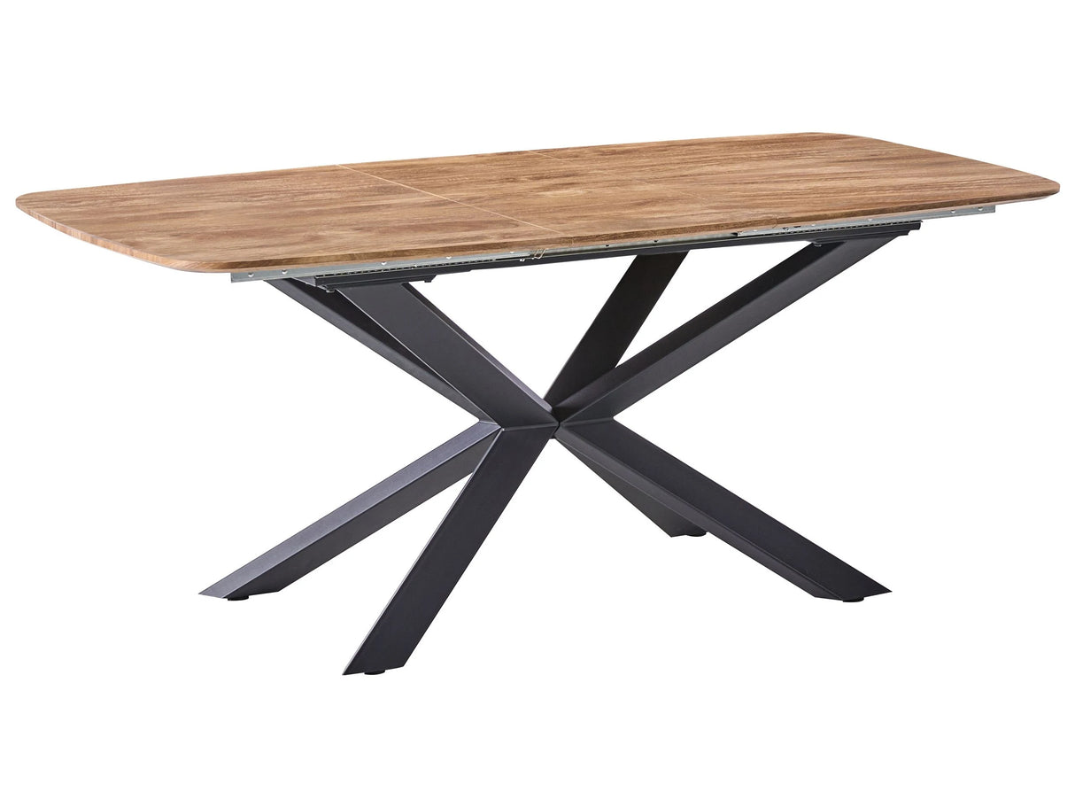 Extending Dining Table Brown MDF Metal Legs 140/180 x 90 cm Butterfly Leaf Mechanism Rectangular Beliani