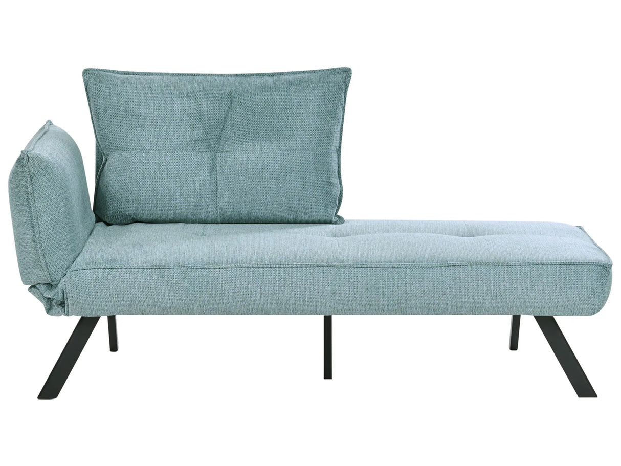 Left-Hand Chaise Lounge Light Blue Fabric with Adjustable Backrest and Pillow Sleeper Function Water-Repellent Beliani