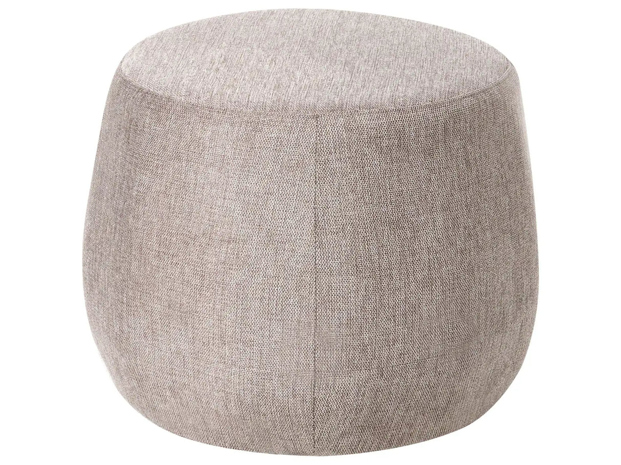 Pouffe Light Brown Taupe Upholstered Ottoman Footstool Drum Round Modern Beliani