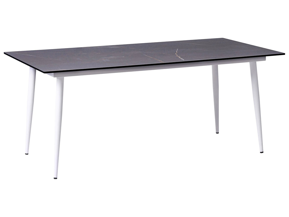 Garden Dining Table Dark Grey HPL Top White Aluminium Frame UV Water Rust Resistant Outdoor Patio Modern Style Beliani