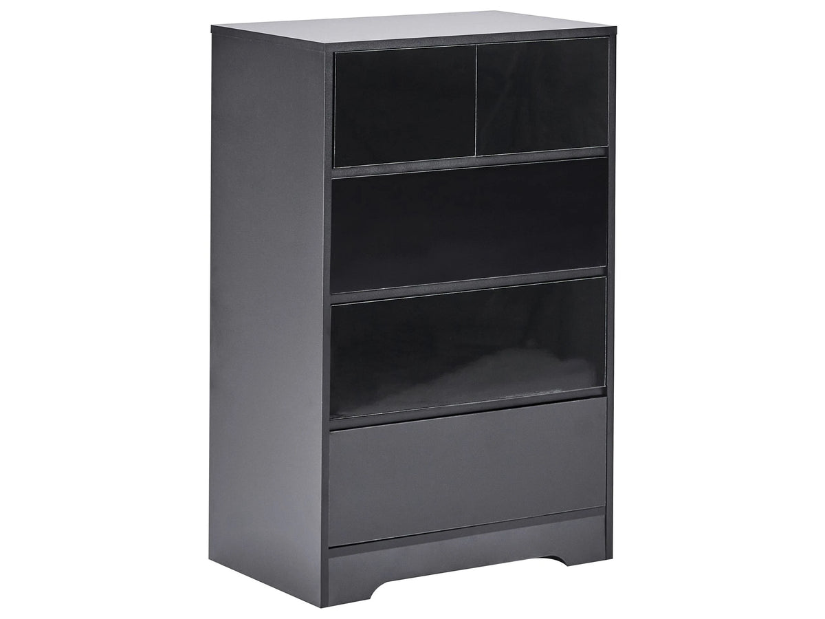 Sideboard Black 5 Drawer Chest MDF Storage Unit Scandinavian Style Beliani