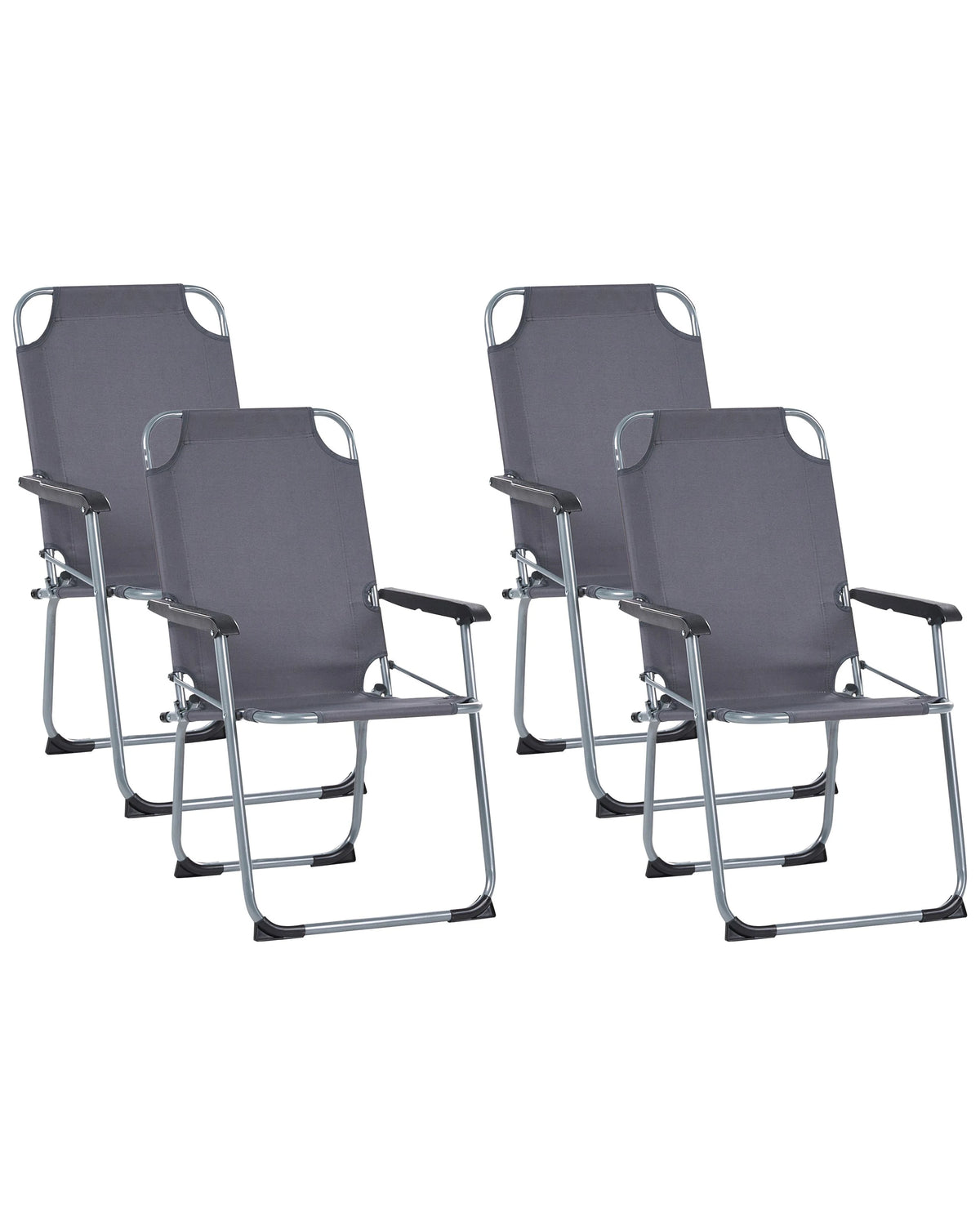 Set of 4 Garden Chairs Grey Steel Frame Textile Matt Powder Coated Folding Modern Outdoor Beliani
