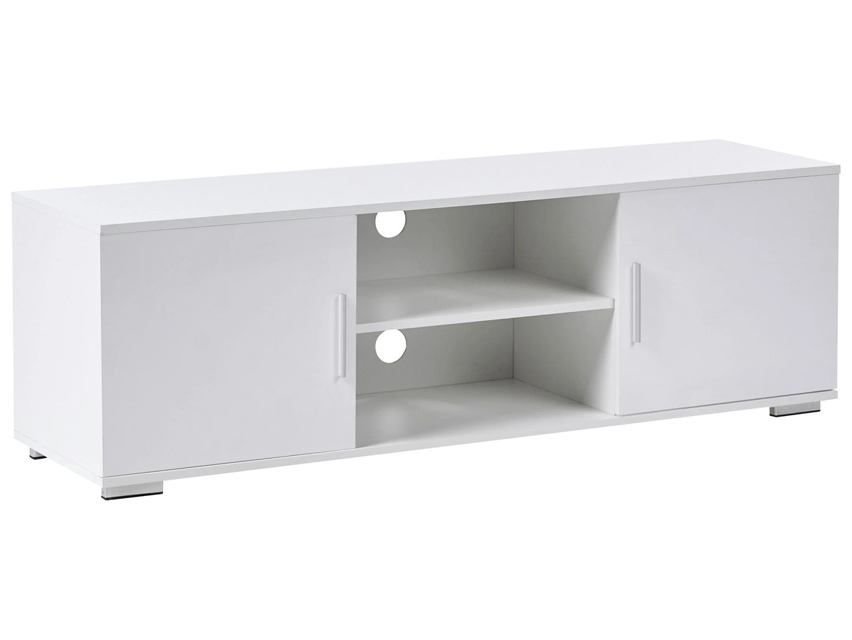 TV Stand White MDF Metal Legs Modern Cabinet with LED Cable Management Living Room Beliani