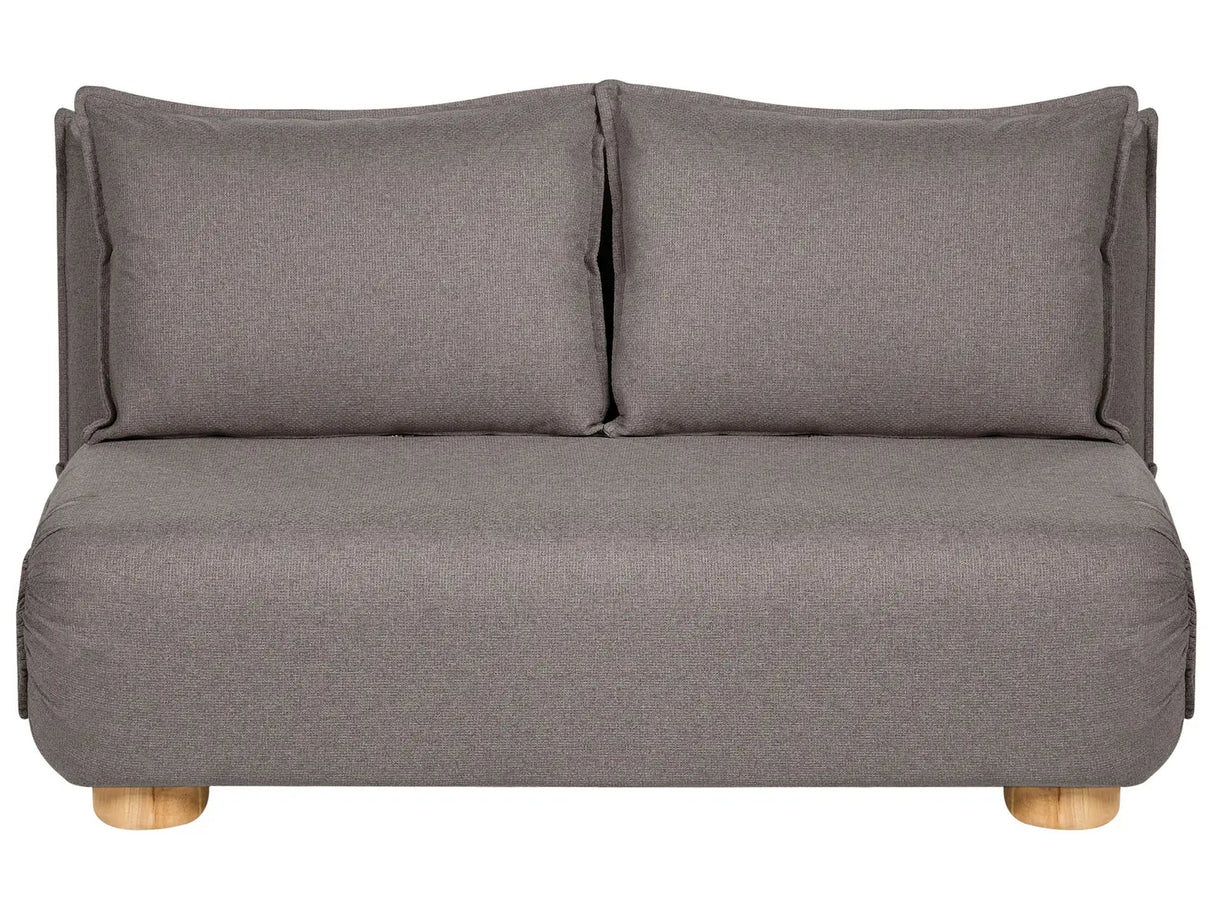 Sofa Bed Dark Grey Faux Linen Upholstery 2 Seater Wooden Legs Armless Kids Sofa Modern Style Living Room Kids Bedroom Beliani