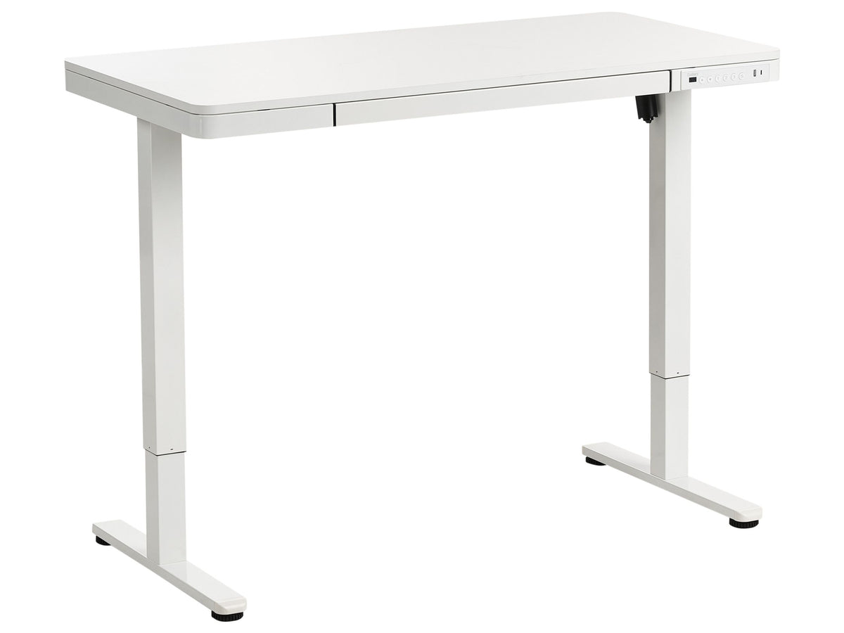 Adjustable Desk White Steel Frame Top and Legs 120 x 60 Stand and Sit Home Office Stand and Sit Scandinavian Design Beliani