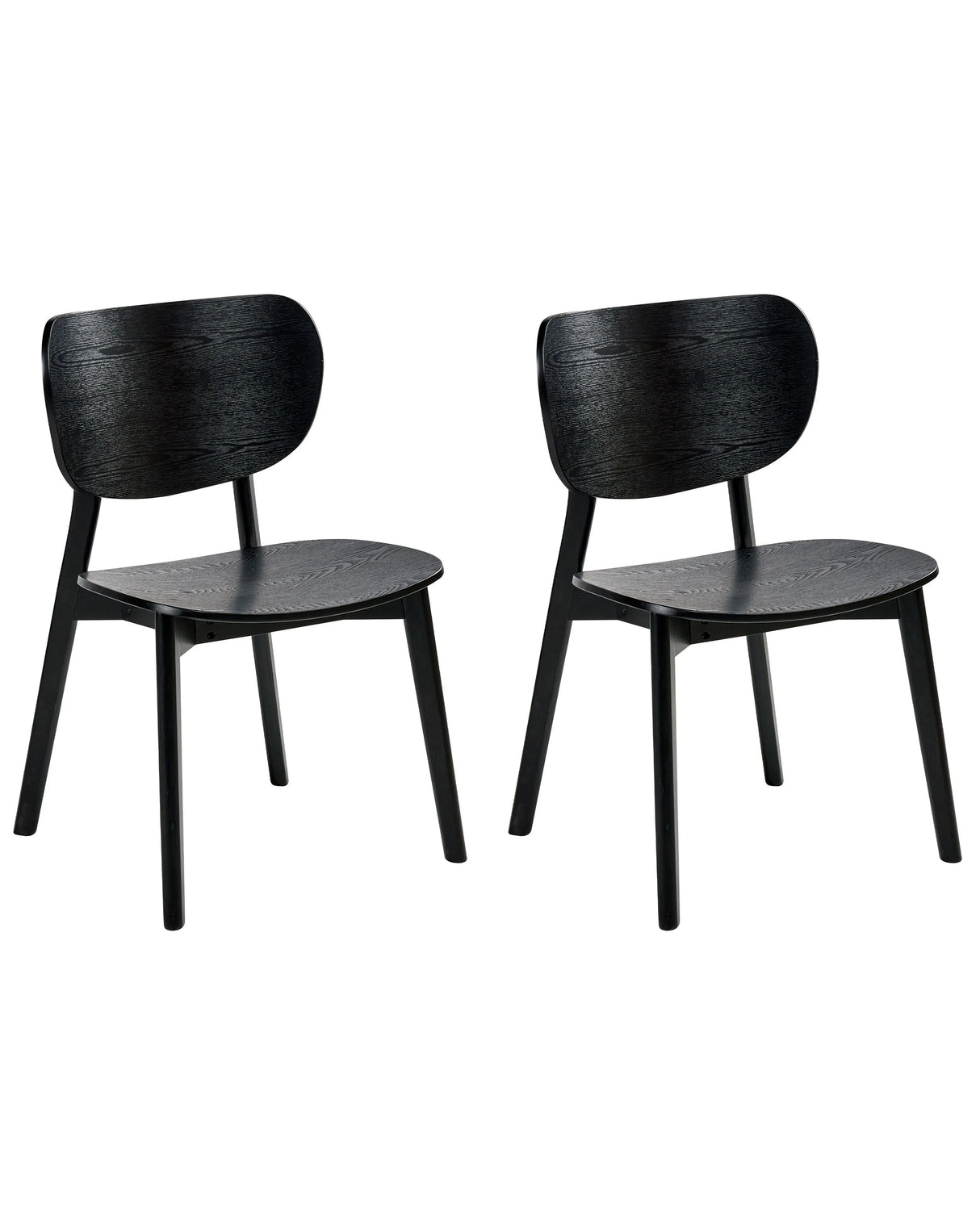 Set of 2 Dining Chairs Black Rubberwood Frame Armless Minimalist Design Beliani