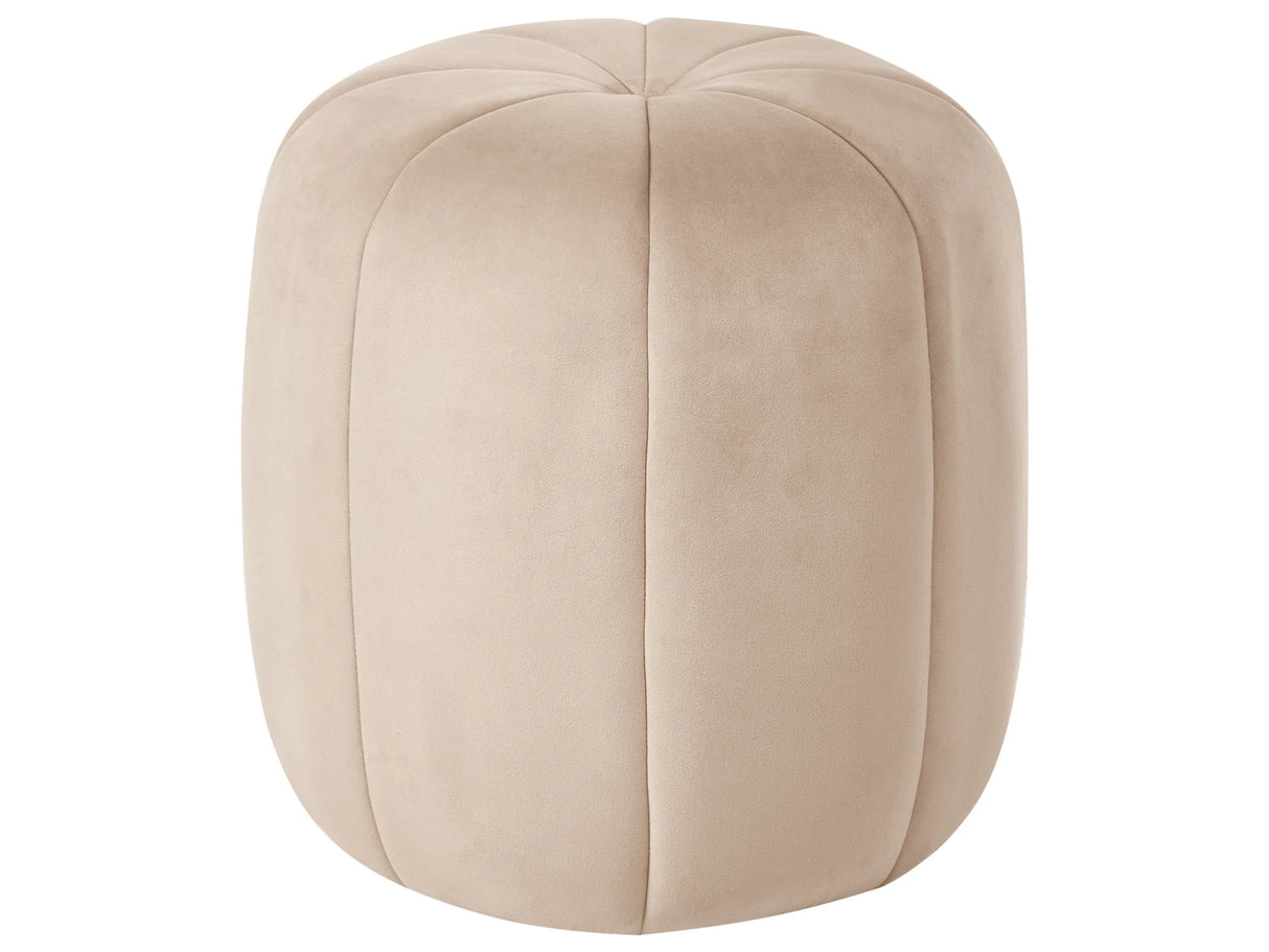 Pouffe Beige Velvet Pouffe Footstool Round Glam Beliani