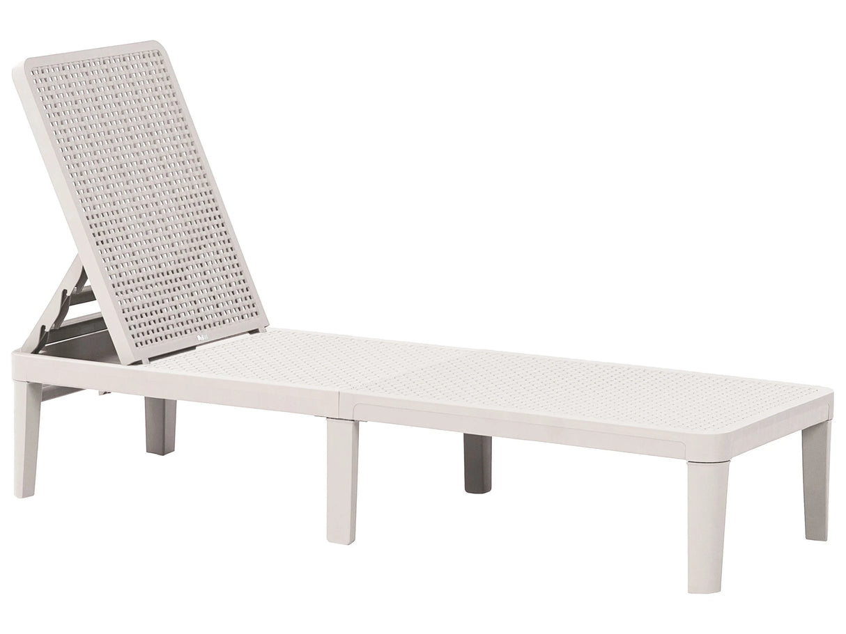 Garden Sun Lounger Light Grey Synthetic Material Reclining Modern Adjustable Backrest Rust-Resistant Armless Beliani