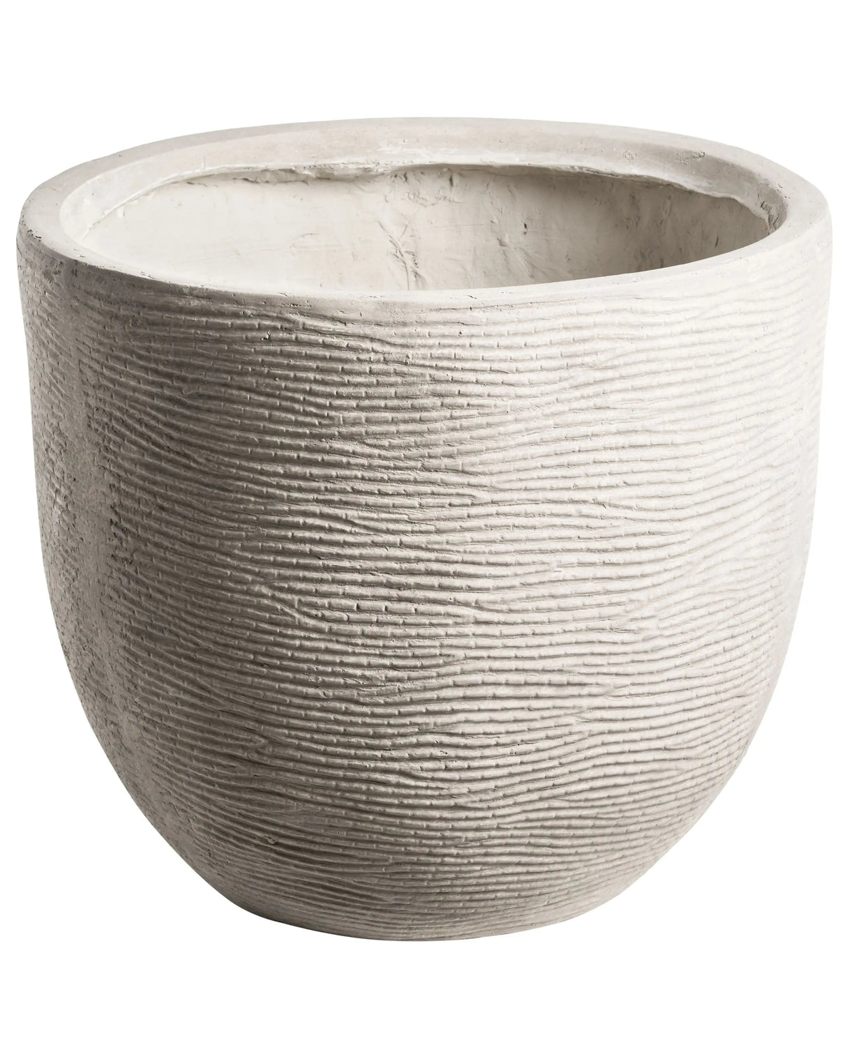 Flower Pot Light Grey Fibre Clay Painted Indoor and Outdoor Planter Round 47 x 47 x 40 cm High Modern Design Living Room Garden Beliani