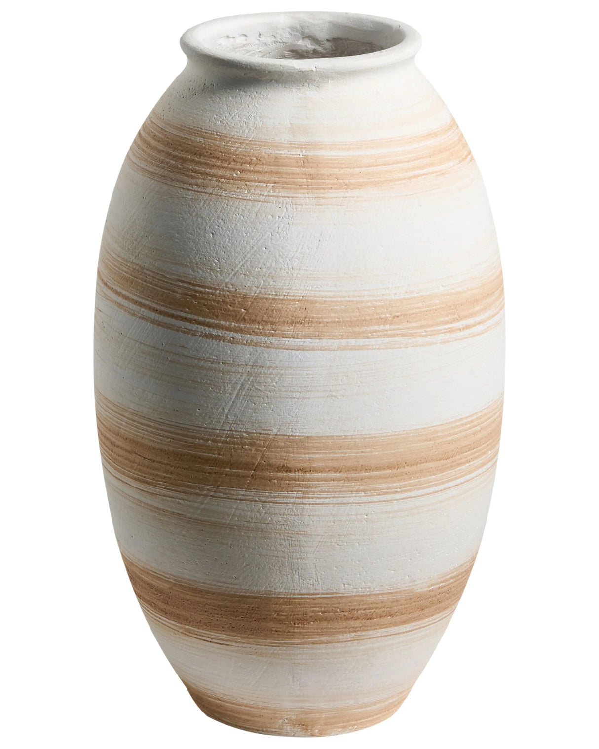 Flower Vase Off-White Fibre Clay Painted Indoor and Outdoor Round Shape Modern Design Living Room Beliani