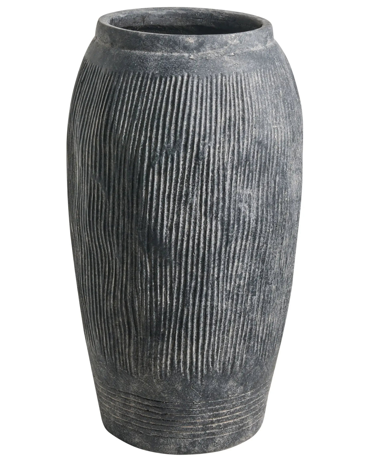 Flower Vase Grey Fibre Clay Painted Indoor and Outdoor Round Shape Modern Design Living Room Beliani