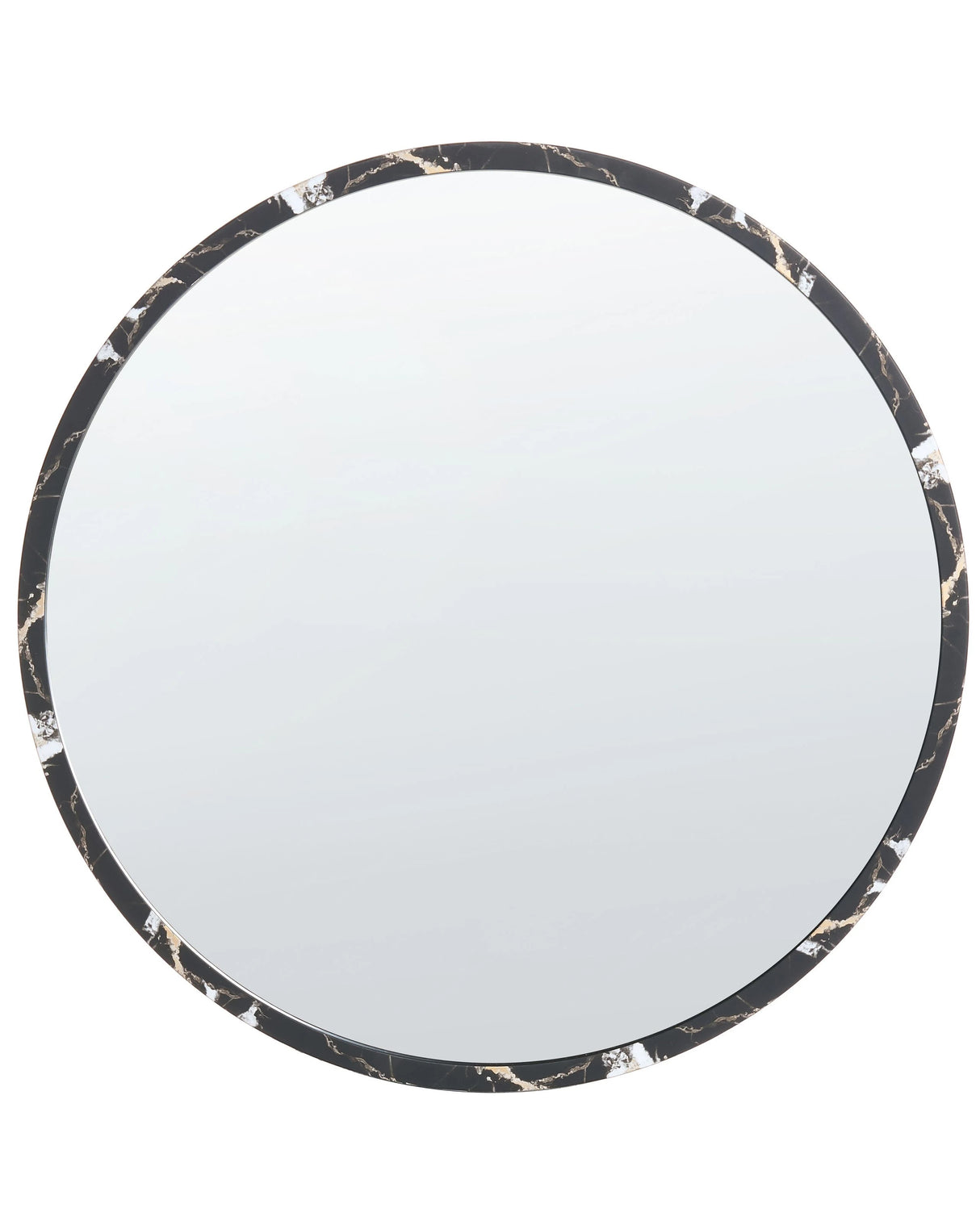 Wall Mirror Black Glass and Synthetic Material 69 cm Modern Style Statement Hanging Mirror Beliani