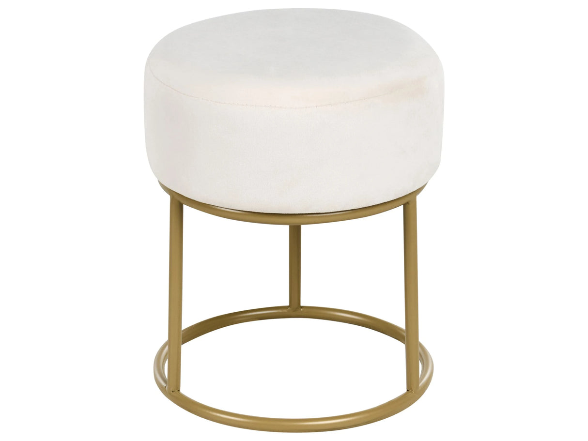Footstool Off-White Velvet with Gold Metal Base Glam Modern Beliani