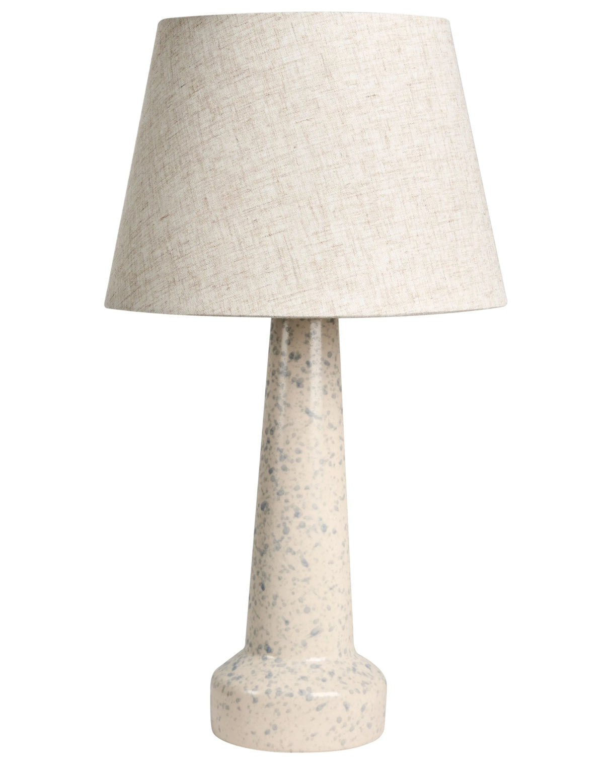Table Lamp Light Beige Ceramic Base Linen Shade Drum Blue Spots Modern Style Living Room Bedroom Beliani