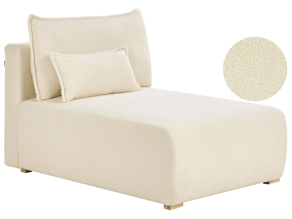 Chaise Lounge Off White Boucle Upholstered Lounge Chair wirh Cushion Minimalistic Style Beliani