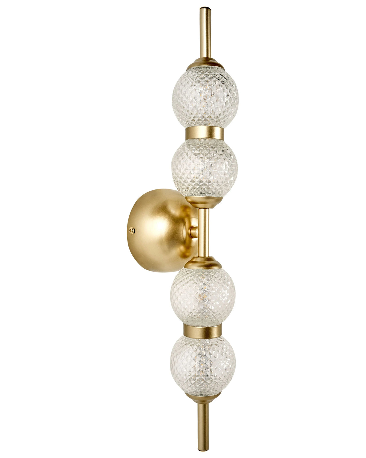 LED Wall Lamp Gold Glass Shade Metal Base Glam Style Ambient Light Living Room Bedroom Beliani