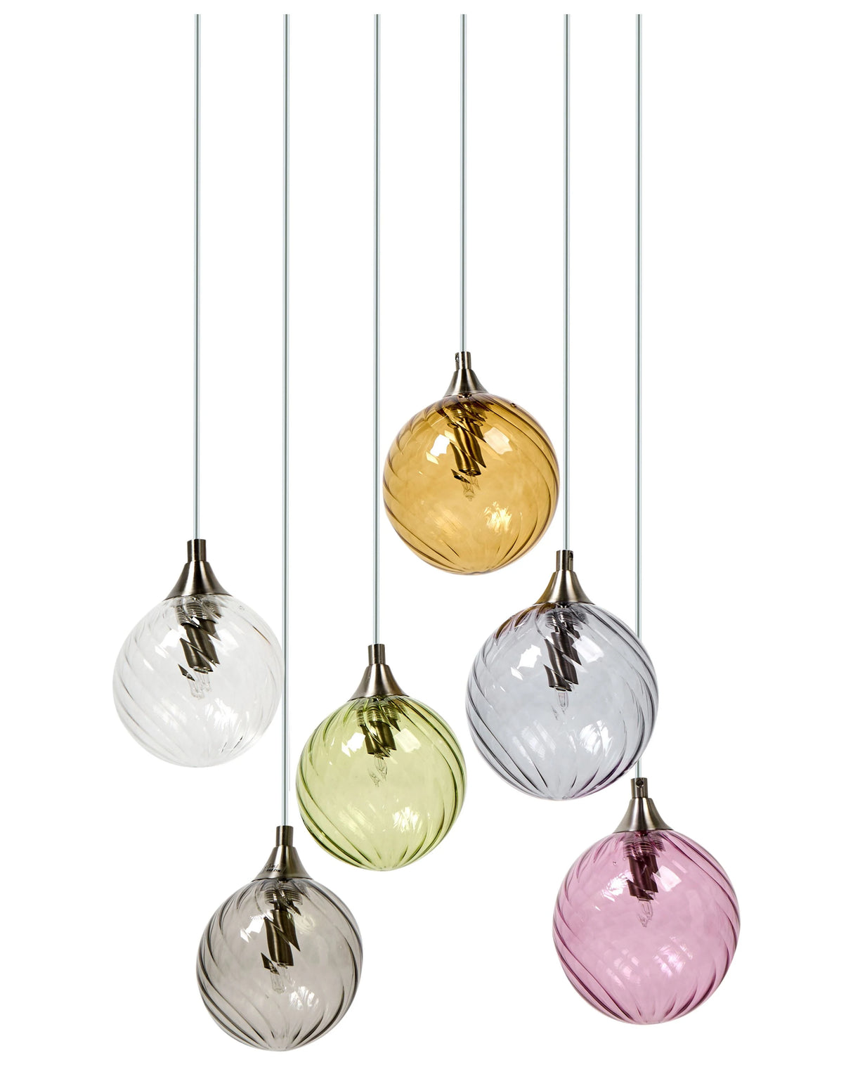 6 Light Pendant Lamp Multicolour Glass Shade Metal Base Retro Style Ambient Light Living Room Bedroom Beliani