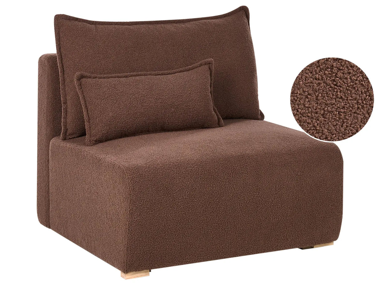 Chair Module Brown Boucle 1 Seat Sleeper Chair with Fold Down Backrest and Storage Beliani