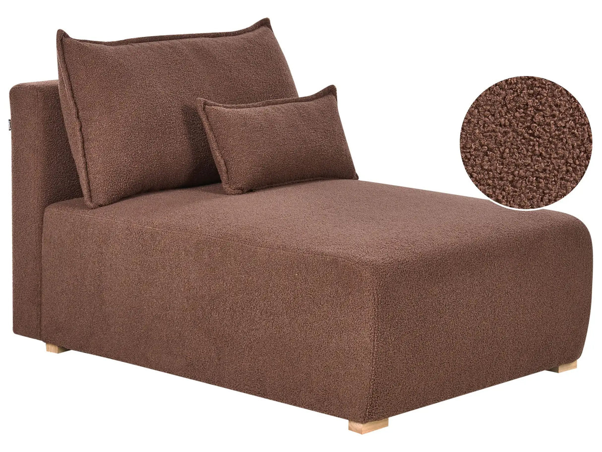 Chaise Lounge Brown Boucle Upholstered Lounge Chair wirh Cushion Minimalistic Style Beliani