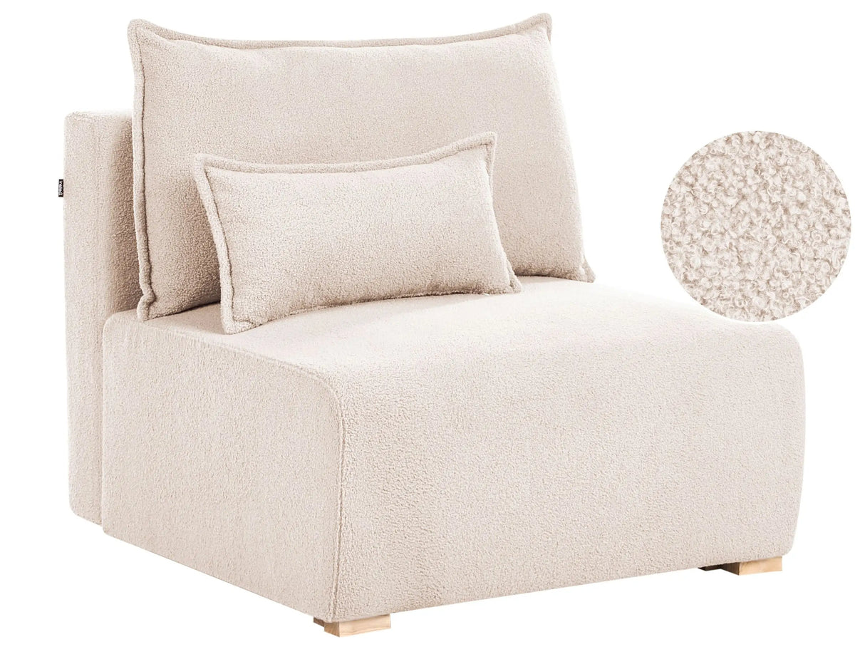 Chair Module Beige Boucle 1 Seat Sleeper Chair with Fold Down Backrest and Storage Beliani