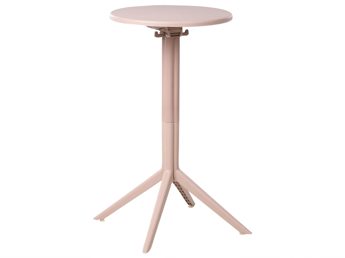 Bistro Table Beige Syntetic Material 60 x 60 cm Round Flip Top Tabletop Outdoor Resistance Balcony Table Beliani