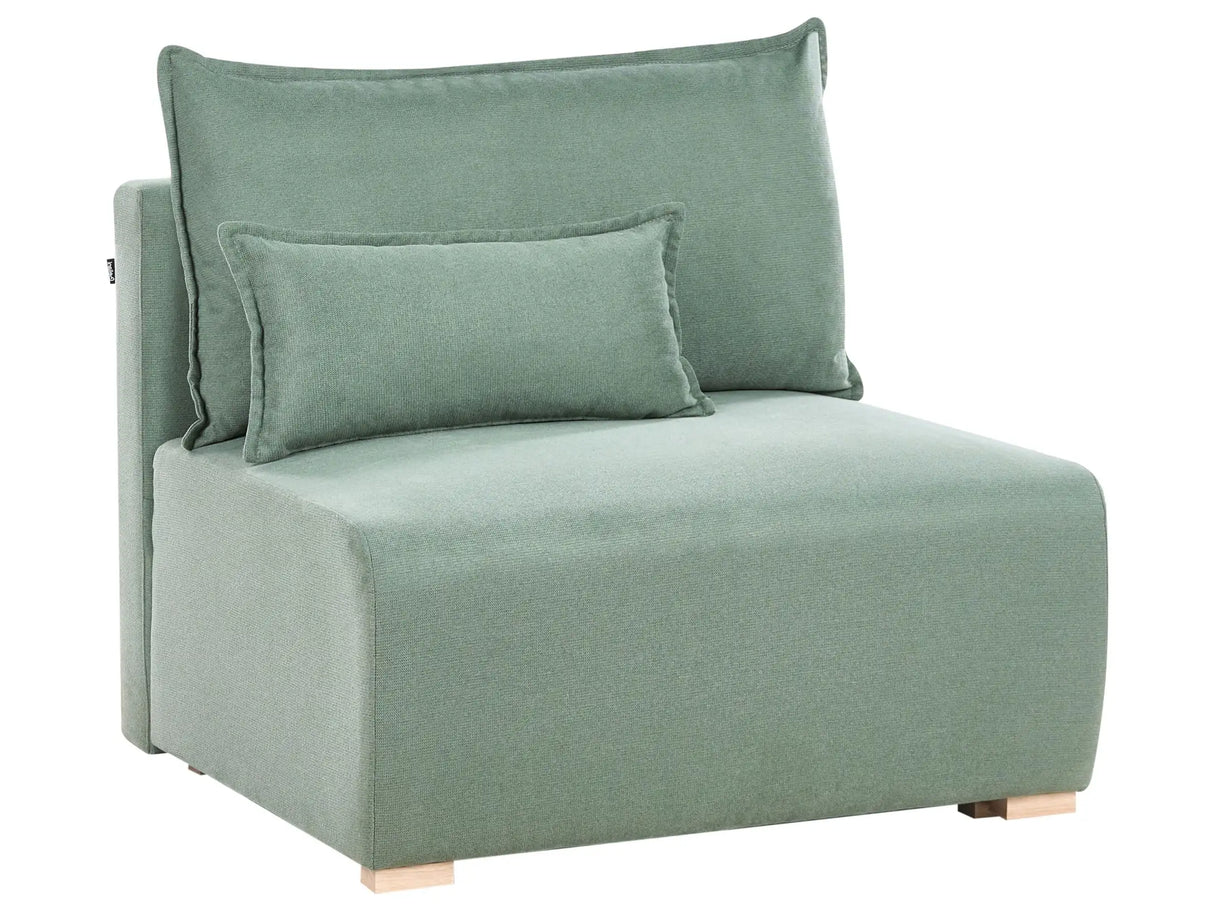 Chair Module Light Green Fabric 1 Seat Sleeper Chair with Fold Down Backrest and Storage Beliani