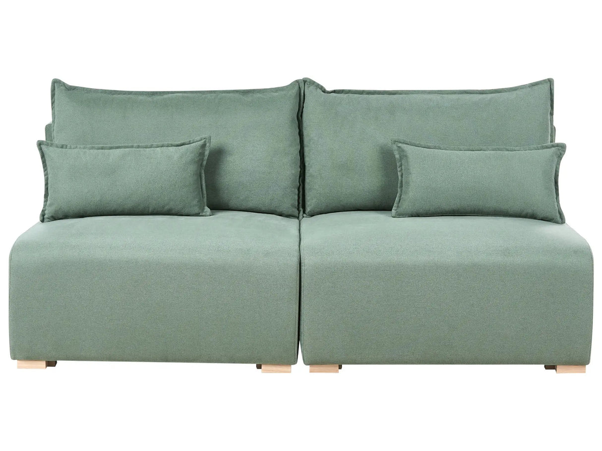 Modular Sofa Light Green Fabric Upholstered with Sleeping Function and Storage Minimalistic Style Beliani