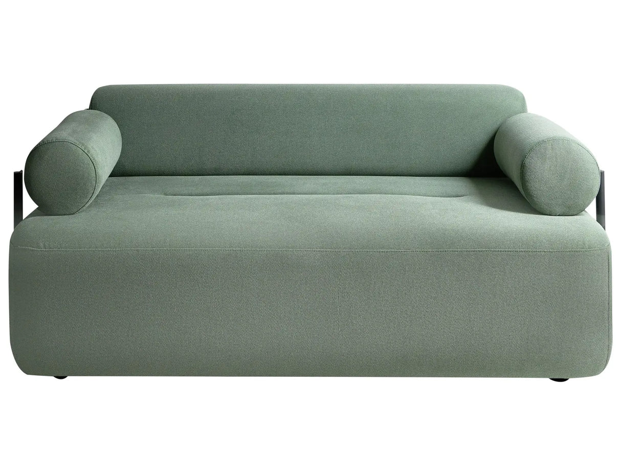 2 Seater Sofa Light Green Fabric Water-Repellent Soft Black Elements Modern Style Living Room Beliani