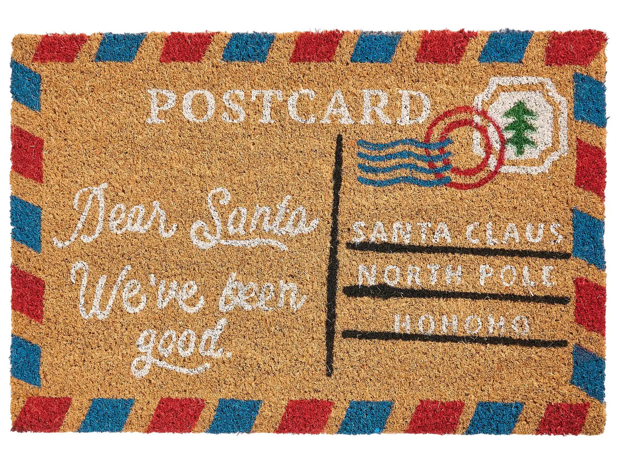 Doormat Natural Coir with Rubber Bottom 40 x 60 cm Xmas Christmas Postcard Festive Motif Anti Slip Beliani