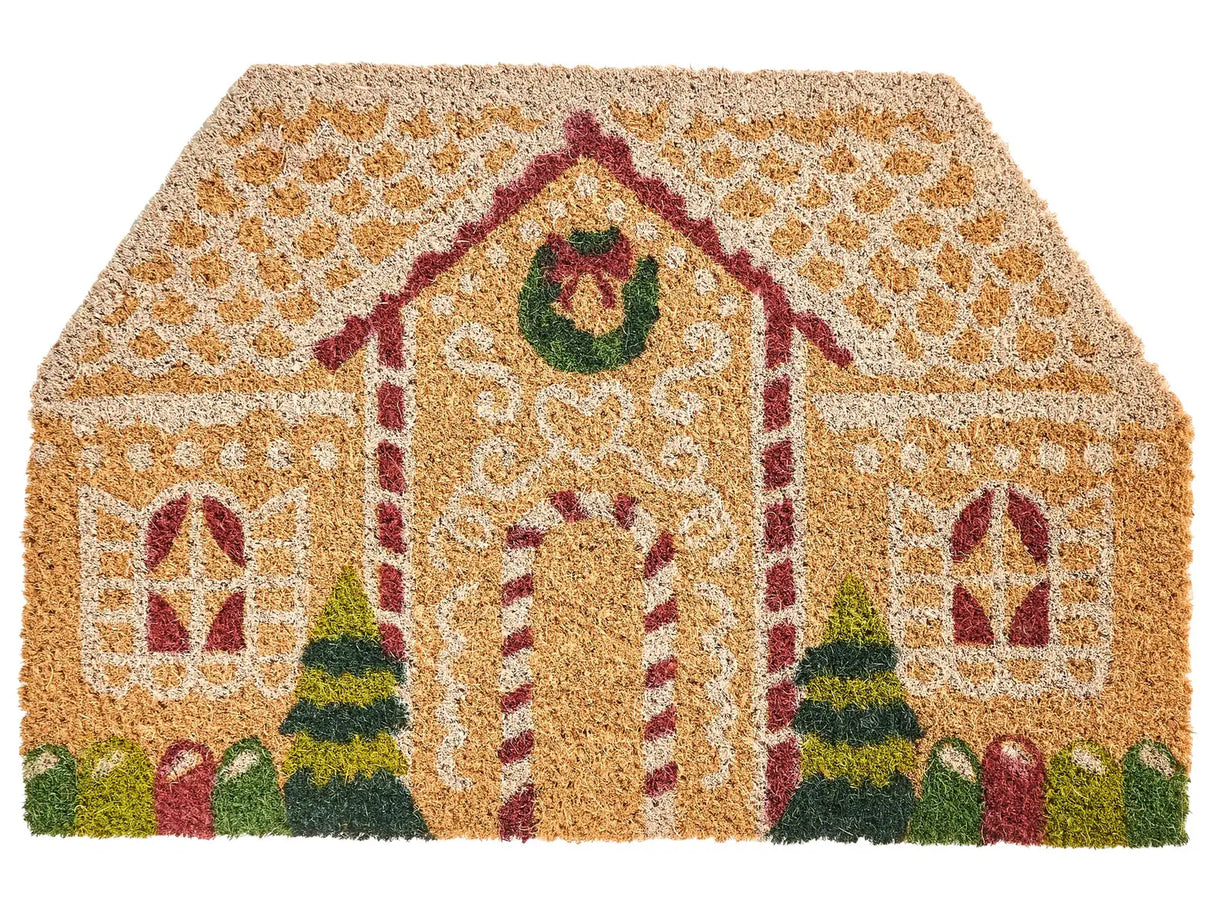 Doormat Natural Coir with Rubber Bottom 40 x 60 cm Xmas Christmas House Festive Motif Anti Slip Beliani
