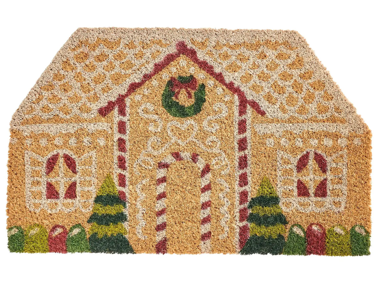 Doormat Natural Coir with Rubber Bottom 50 x 80 cm Xmas Christmas Postcard Festive Motif Anti Slip Beliani