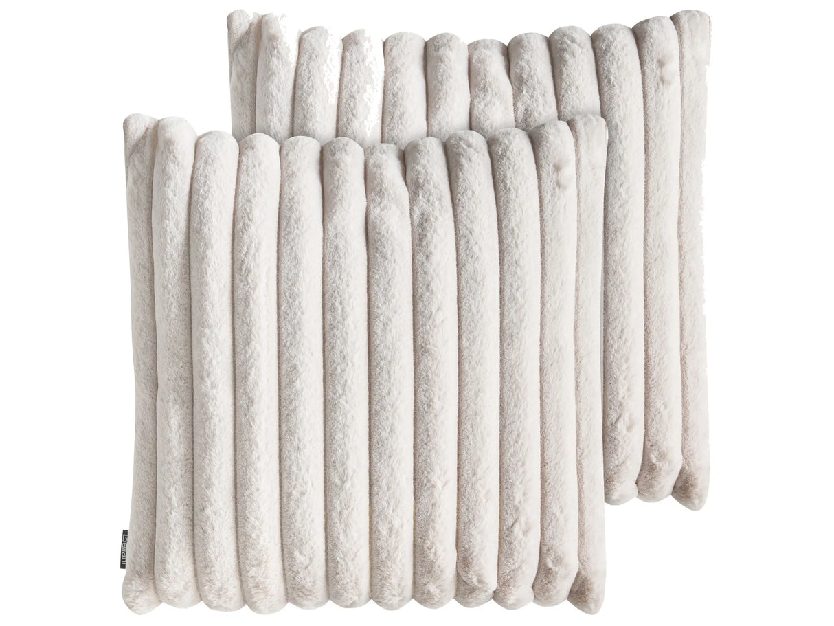 2 Decorative Cushions Light Beige Polyester 45 x 45 cm Decor Soft Fabric Living Room Bedroom Beliani