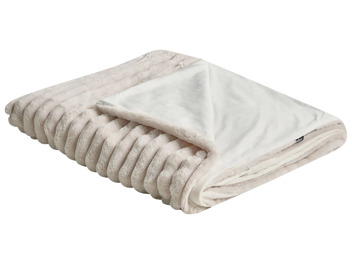 Decorative Bed Throw Light Beige Polyester 150 x 200 cm Soft Fabric Bedroom Beliani