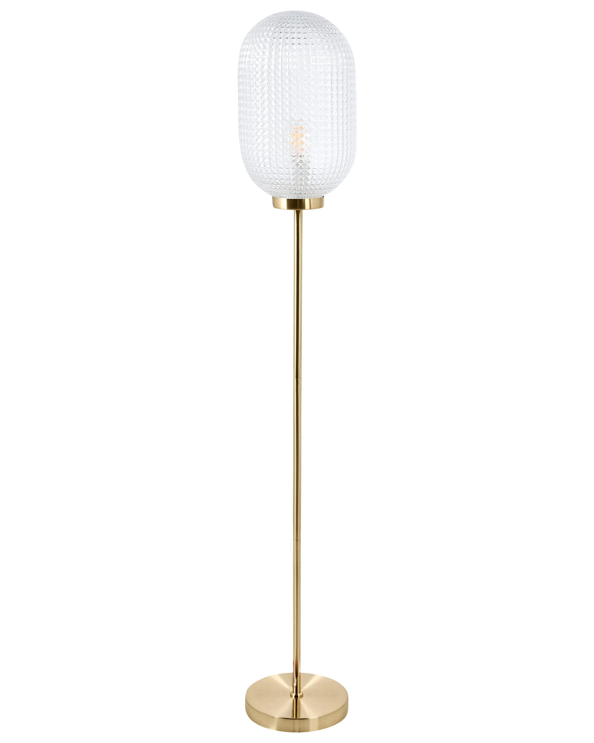 Floor Lamp Gold Metal Base Glass Shade Modern Style Living Room Bedroom Beliani