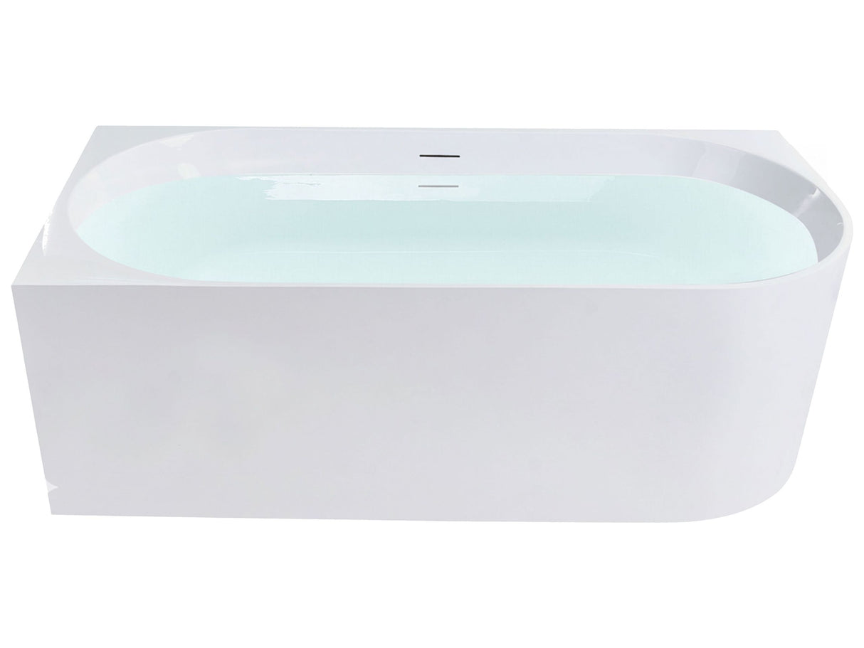Right Corner Bath Gloss White Acrylic 170 x 80 cm Overflow Control Modern Style Bathroom Beliani