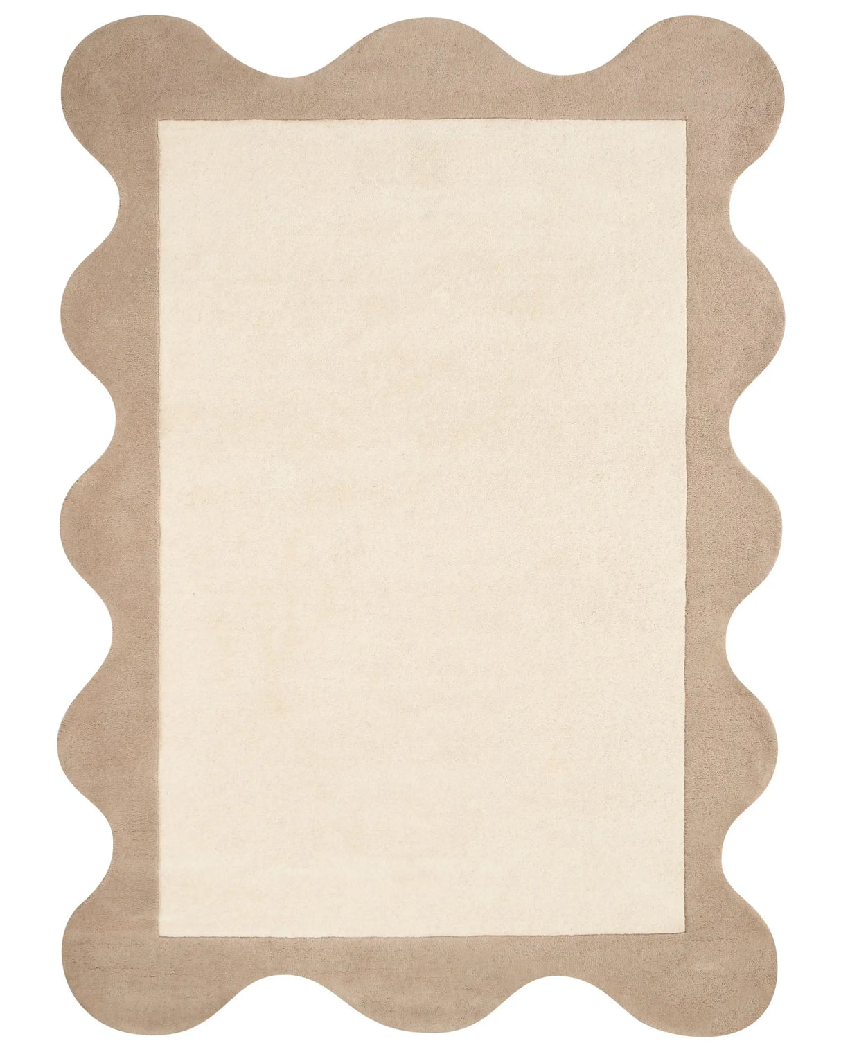 Area Rug Beige Wool Irregular Shape Geometric Pattern 160 x 230 cm Modern Style Living Room Beliani