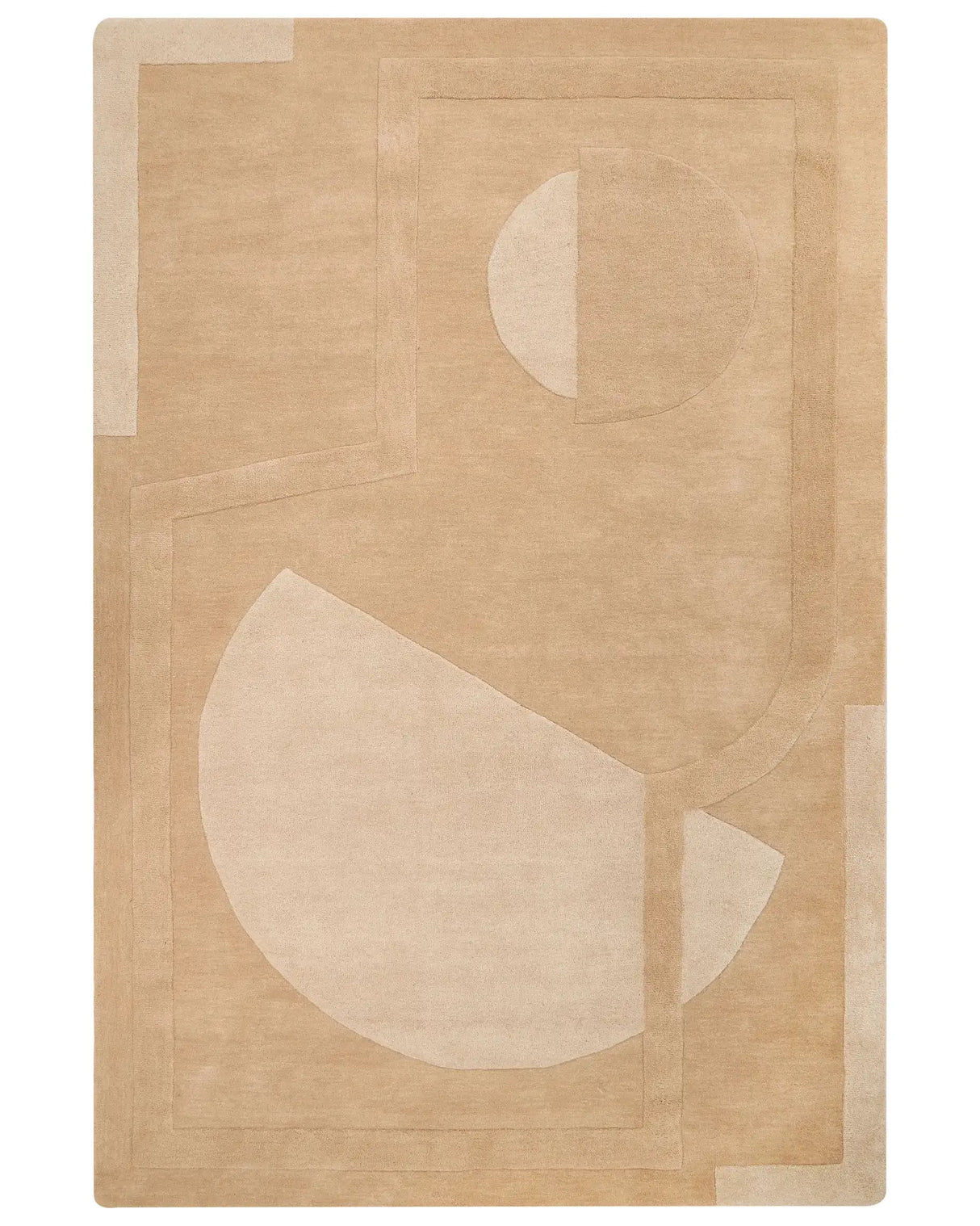 Area Rug Beige Wool Rectangular Shape Geometric Pattern 200 x 300 cm Modern Style Living Room Beliani