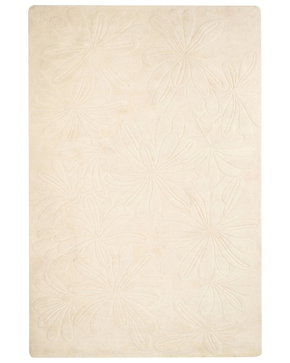 Area Rug Light Beige Wool Rectangular Shape Floral Pattern 200 x 300 cm Modern Style Living Room Beliani
