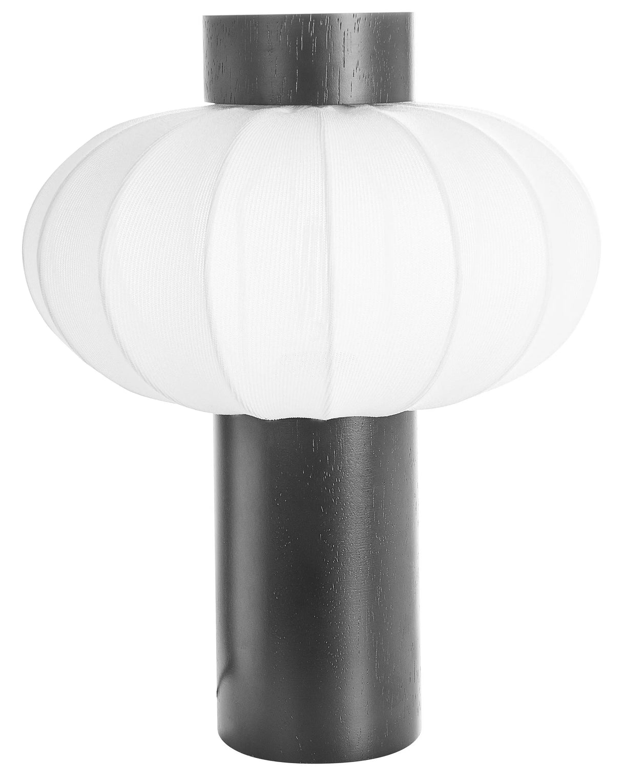 Table Lamp Black Metal Iron Nylon Shade Rubberwood Living Room Bedroom Modern Contemporary Beliani