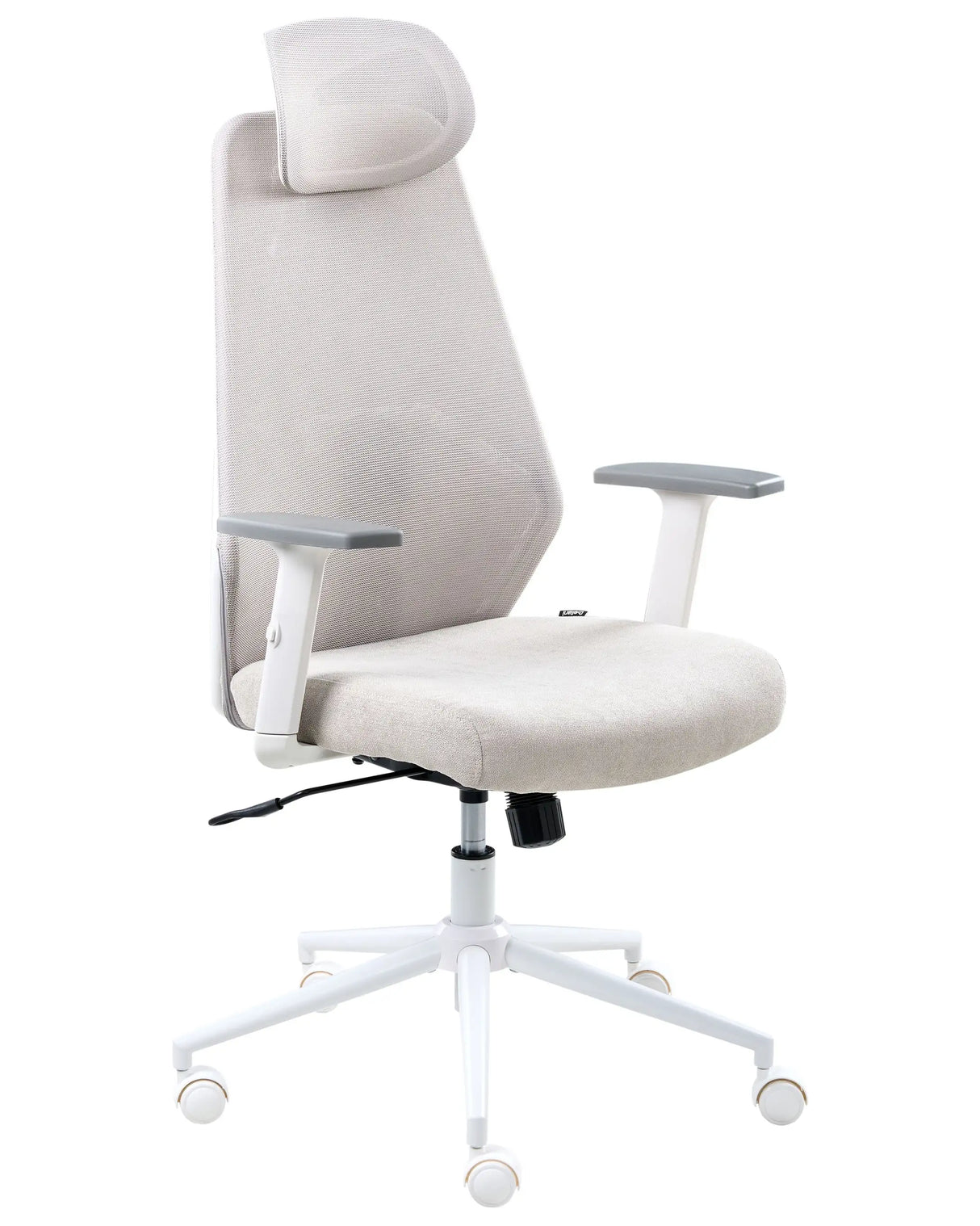 Office Chair Grey Mesh Upholstery Adjustable Armrests and Headrest Seat Height Adjustment Swivel Base Tilting Backrest Beliani
