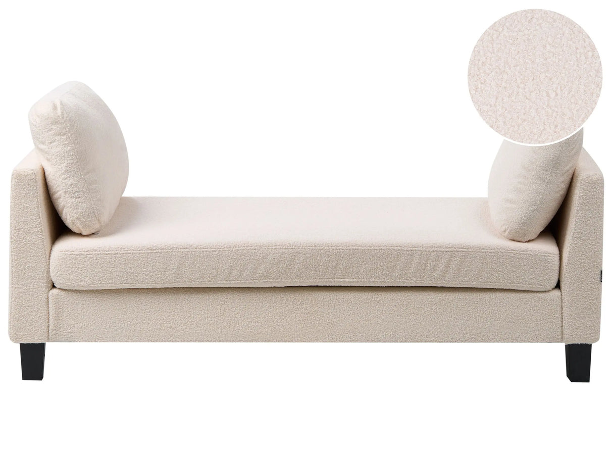 Chaise Lounge Off-White Boucle Upholstered Lounge with Cushions Scandinavian Style Steel Legs Beliani