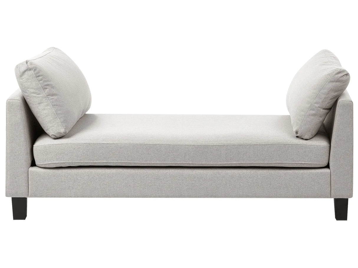 Chaise Lounge Light Grey Fabric Upholstered Lounge with Cushions Scandinavian Style Steel Legs Beliani