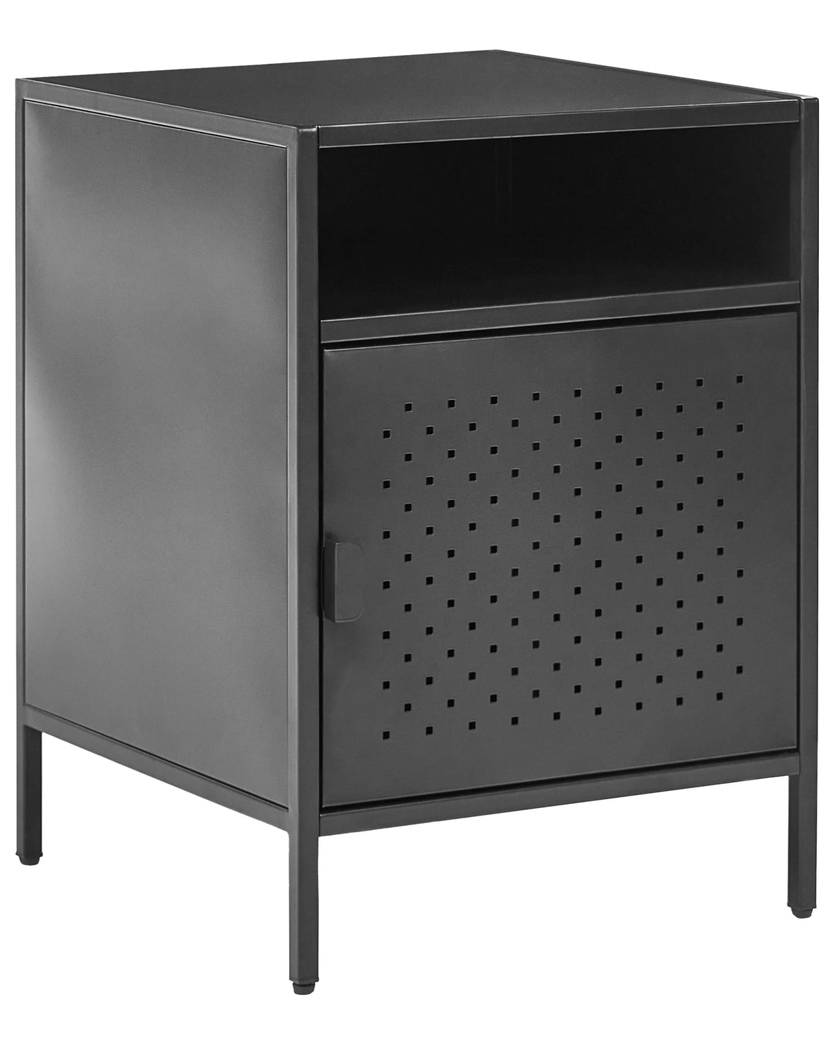 Storage Unit Black Steel Office Cabinet with 2 Shelves Powder Coated Modern Industrial Home Office Beliani