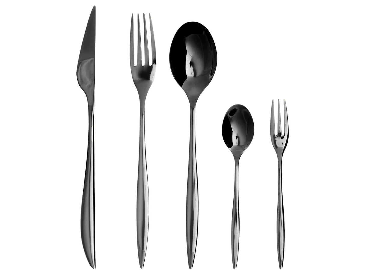Cutlery Set Black Stainless Steel 30 Pieces for Every Occasion Knife Spoon Fork Teaspoon Cake Fork Modern Design Beliani