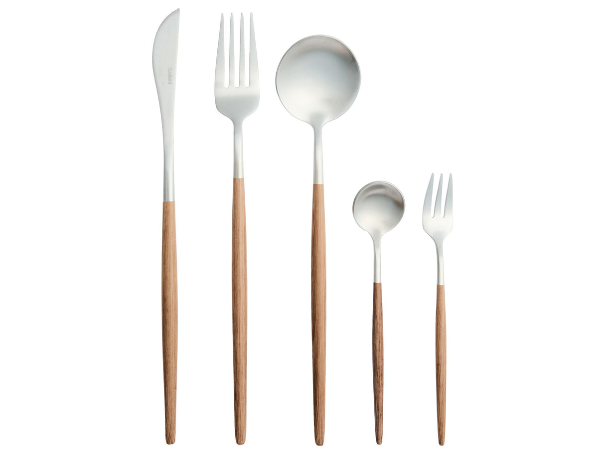 Cutlery Set Silver Stainless Steel 30 Pieces for Every Occasion Wooden-Like Handles Knife Spoon Fork Teaspoon Cake Fork Modern Design Beliani