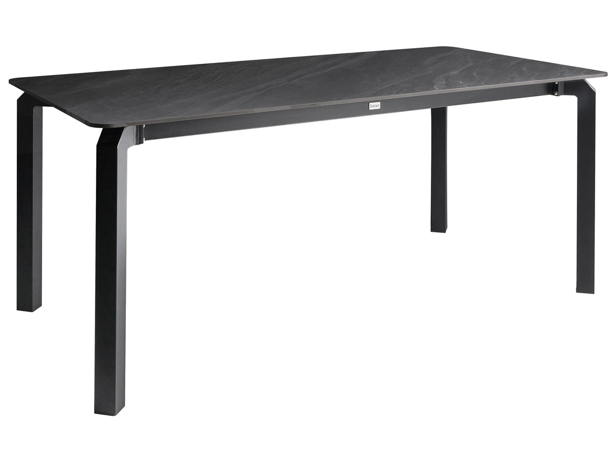 Garden Dining Table Black Marble Sintered Stone Top Iron Frame UV Water Rust Resistant Outdoor Indoor Dining Room Patio Modern Style Beliani