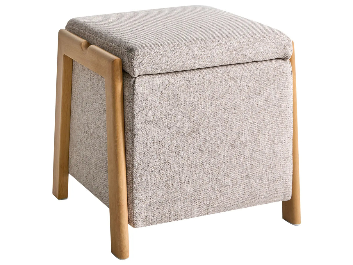 Pouffe Light Brown Fabric Upholstery with Storage Accessory Living Room Bedroom Glam Retro Beliani